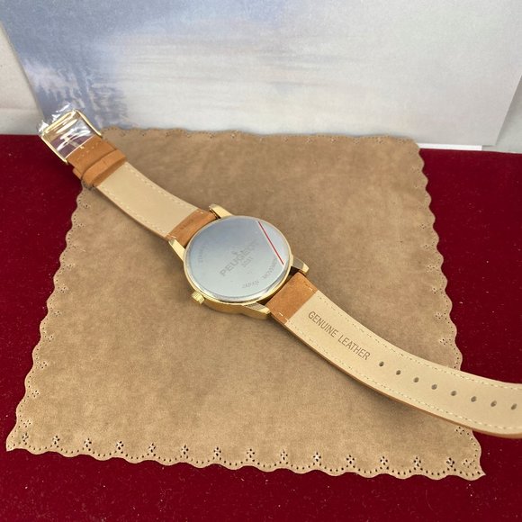 Stunning in Tan and Gold Crystal Bezel Peugeot Moonphase Watch - Picture 6 of 8